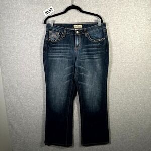 Earl Jeans Womens 10P Blue Denim Stretch Established Bootcut Leg Whiskering